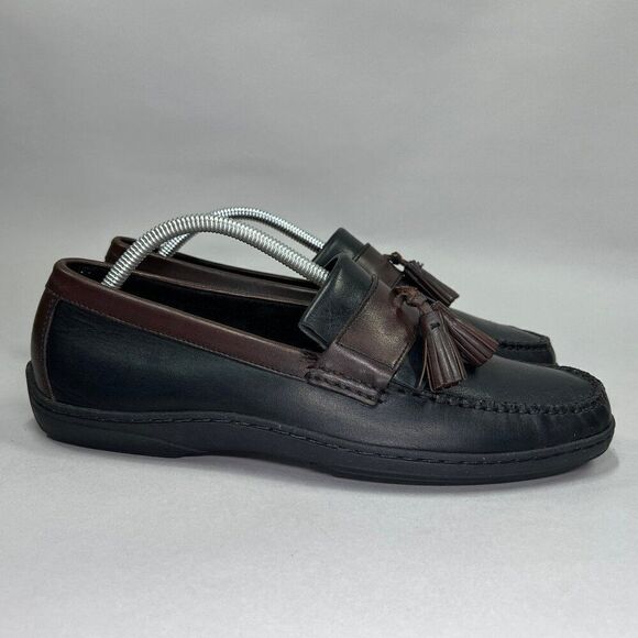 Cole Haan Men's Size 9 Black & Brown Leather Tassel Loafers - Picture 1 of 12